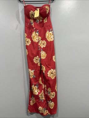 Band of Gypsies Floral Print Strapless Pantsuit Jumpsuit Size Small